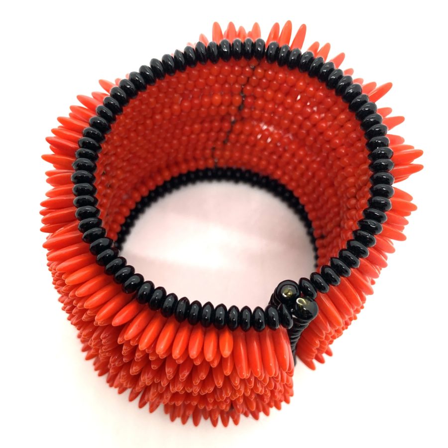 Jessica Rose Dayglo Red Glass Bead Bracelet - Image 2