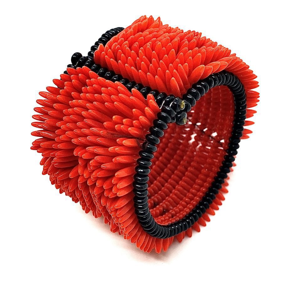 Jessica Rose Dayglo Red Glass Bead Bracelet - Image 3