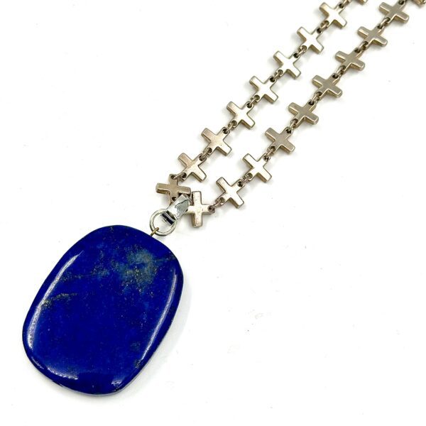 Robert Lee Morris Silver Cross Necklace w/ Lapis Pendant