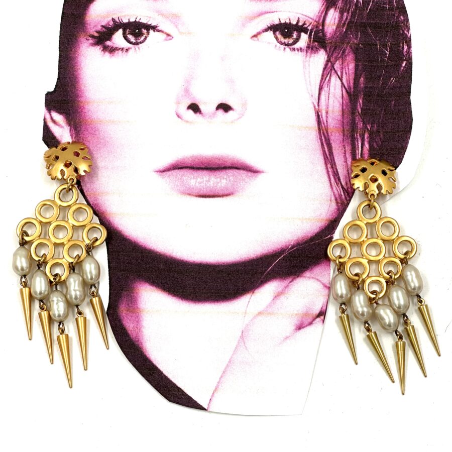 Robert Lee Morris for Donna Karan Large Pearl Chandelier Earrings - Image 3