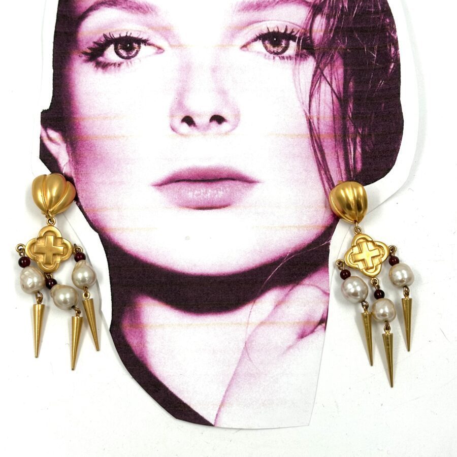 Robert Lee Morris for Donna Karan Pearl & Garnet Earrings - Image 2