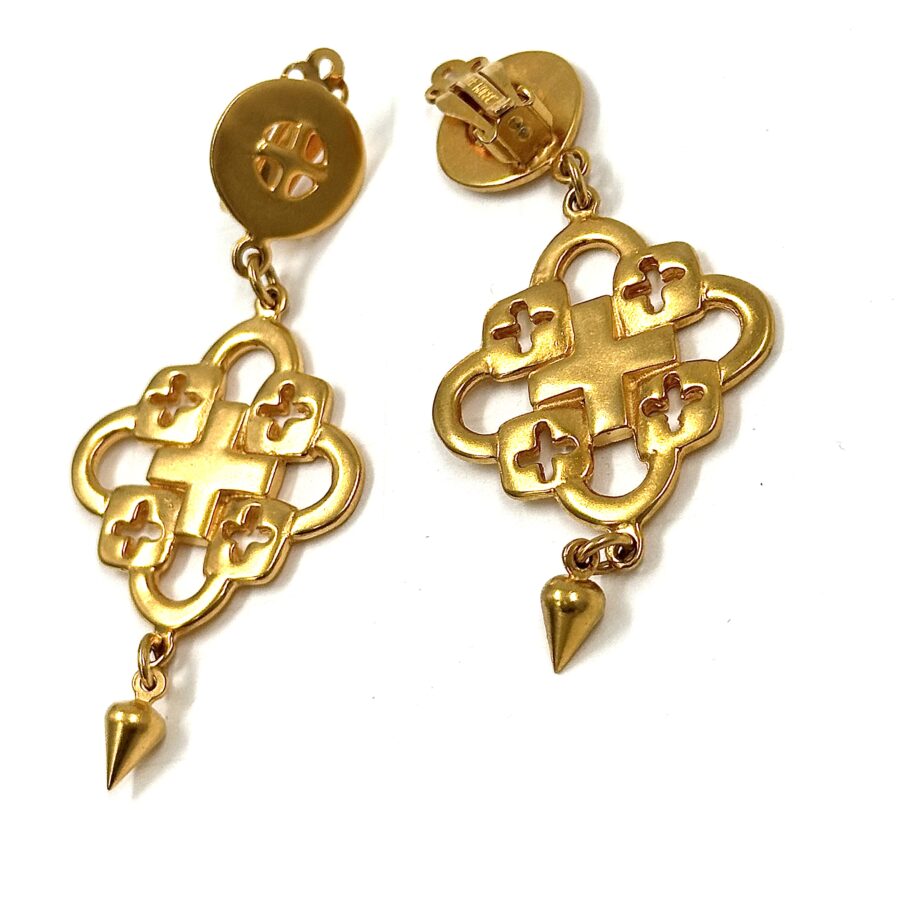 Robert Lee Morris for Donna Karan Gold Cross Earrings