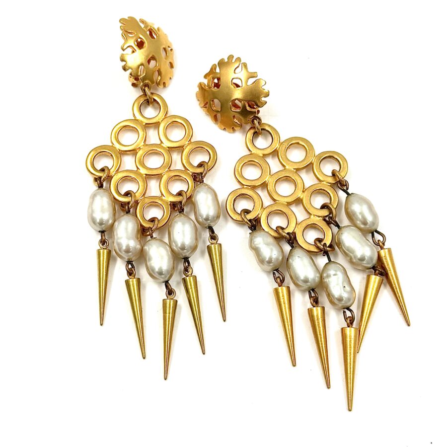 Robert Lee Morris for Donna Karan Large Pearl Chandelier Earrings