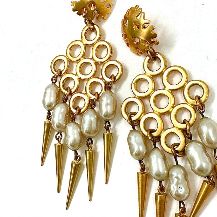 Robert Lee Morris for Donna Karan Large Pearl Chandelier Earrings - Image 2