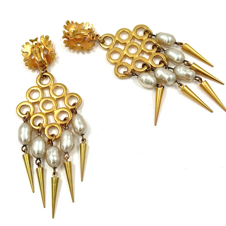 Robert Lee Morris for Donna Karan Large Pearl Chandelier Earrings - Image 4