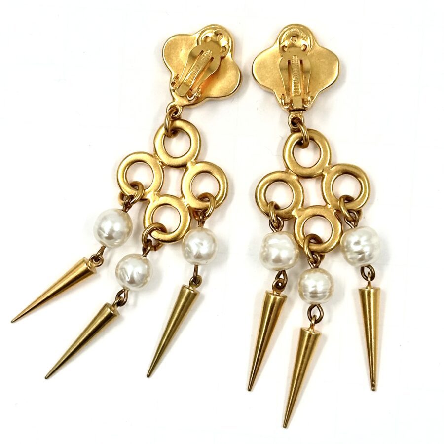 Robert Lee Morris for Donna Karan Medium Pearl Chandelier Earrings - Image 2