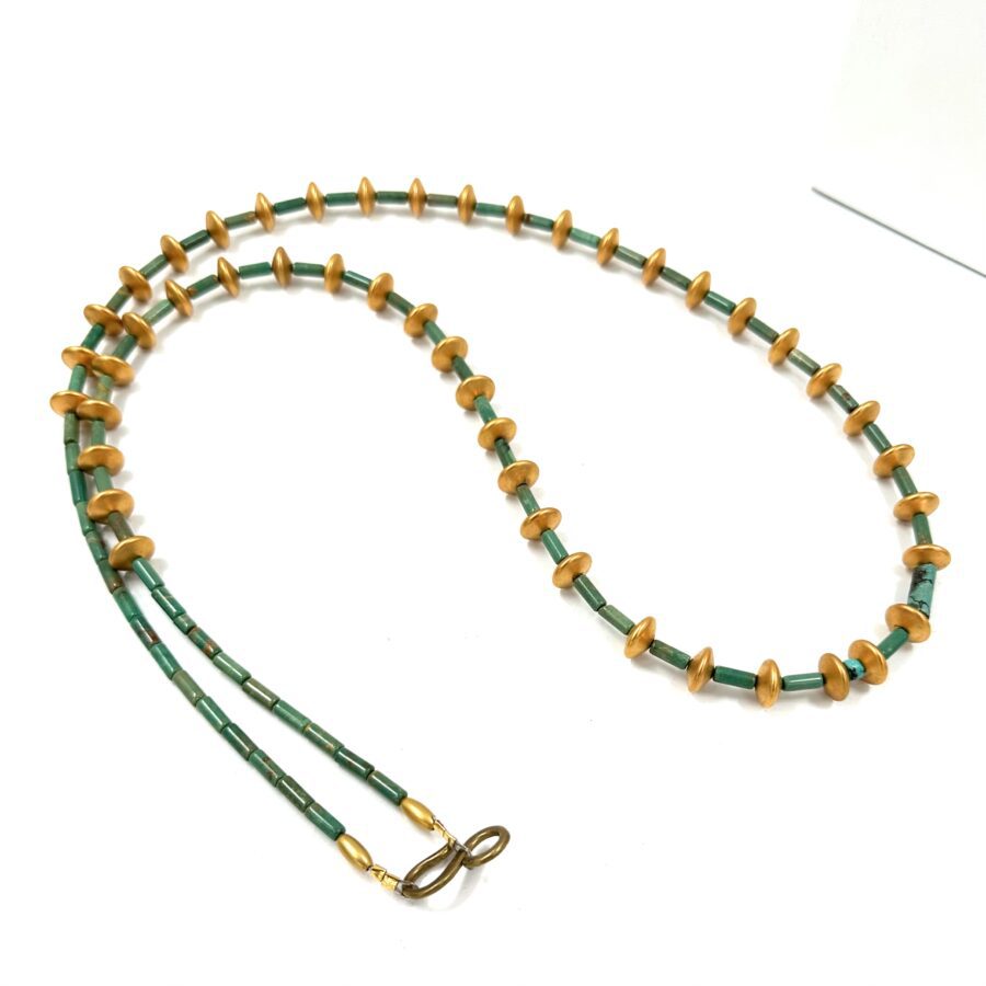 Robert  Lee Morris Elongated Turquoise Saturn Necklace