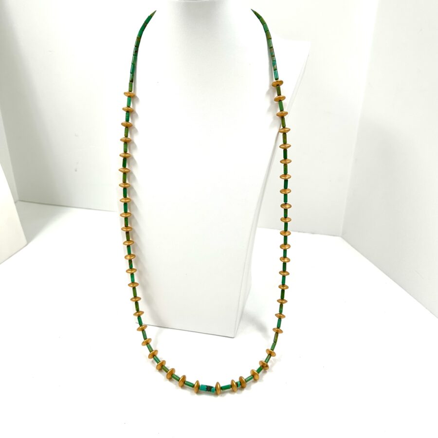 Robert  Lee Morris Elongated Turquoise Saturn Necklace - Image 2