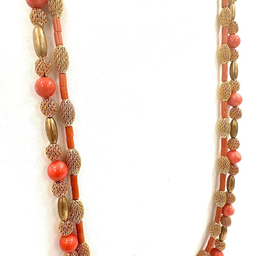 Robert Lee Morris Long Double Strand Red-Orange Necklace - Image 2