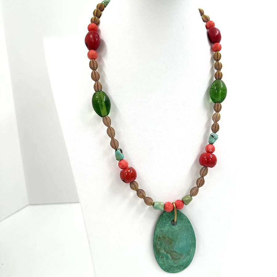 Robert Lee Morris Red & Green Necklace with Sail - Image 2
