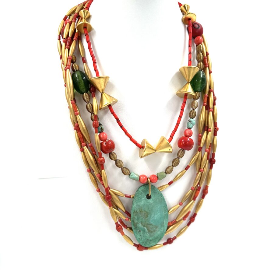 Robert Lee Morris Red & Green Necklace with Sail - Image 3