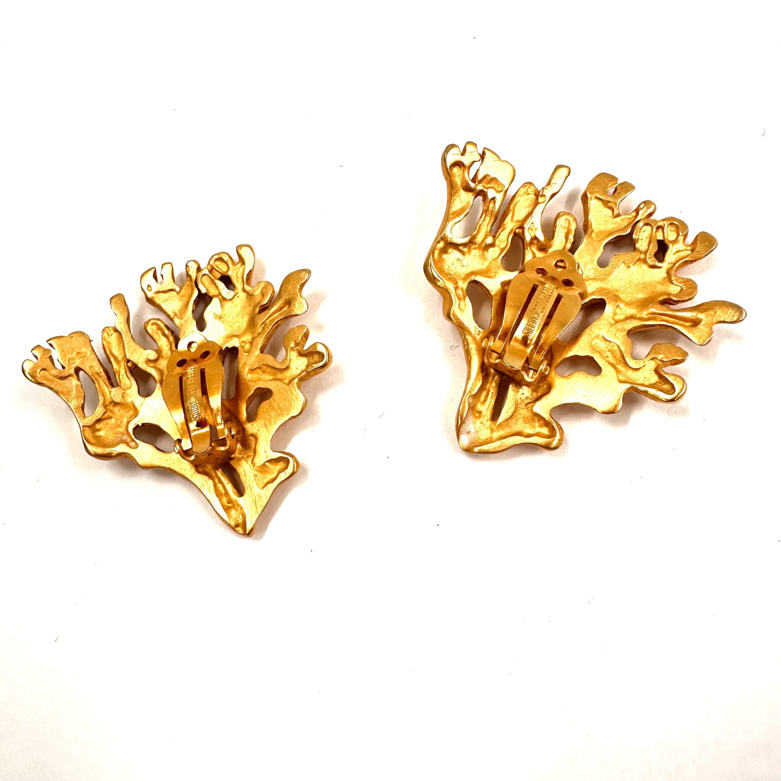 Robert Lee Morris Golden Coral Branch Earrings - Image 3