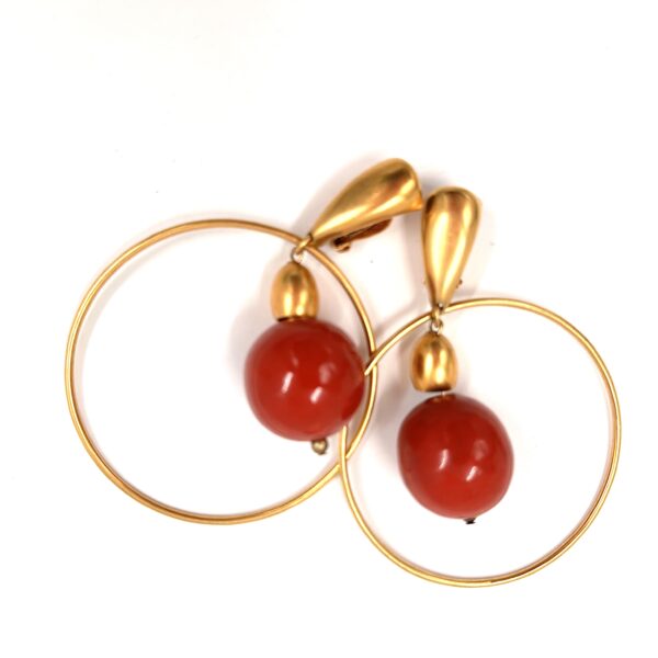 Robert Lee Morris Giant Red Ball Hoop Earrings