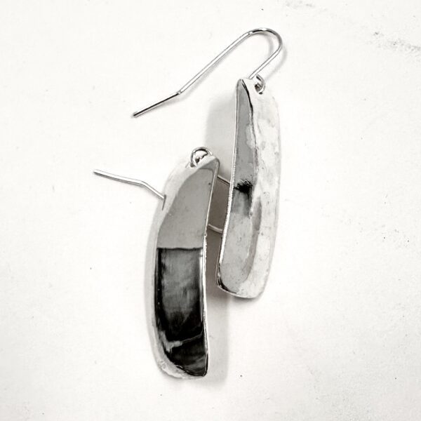 Robert Lee Morris Silver Curved Tab Dangle Earrings