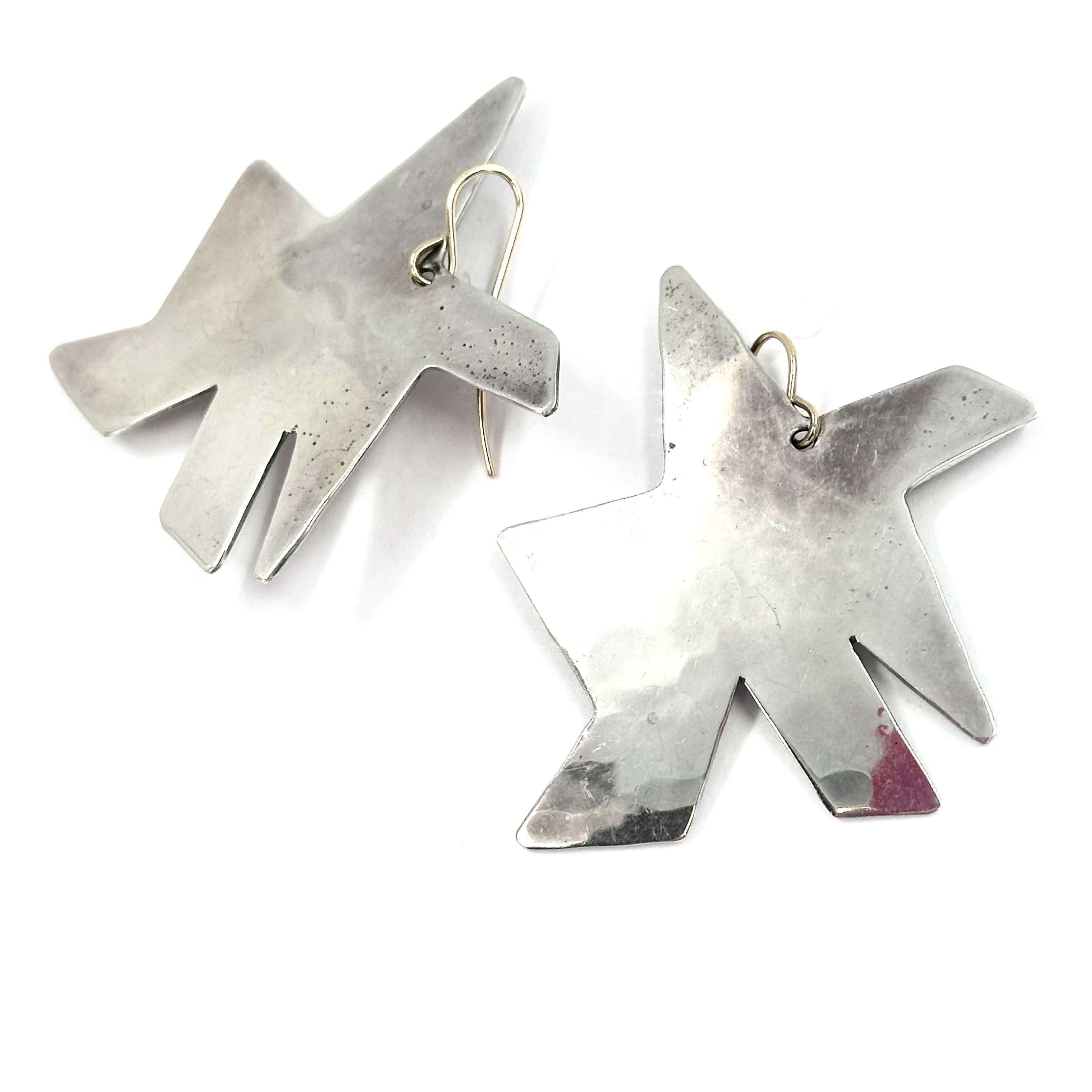 Robert Lee Morris Silver Abstract Star Earrings