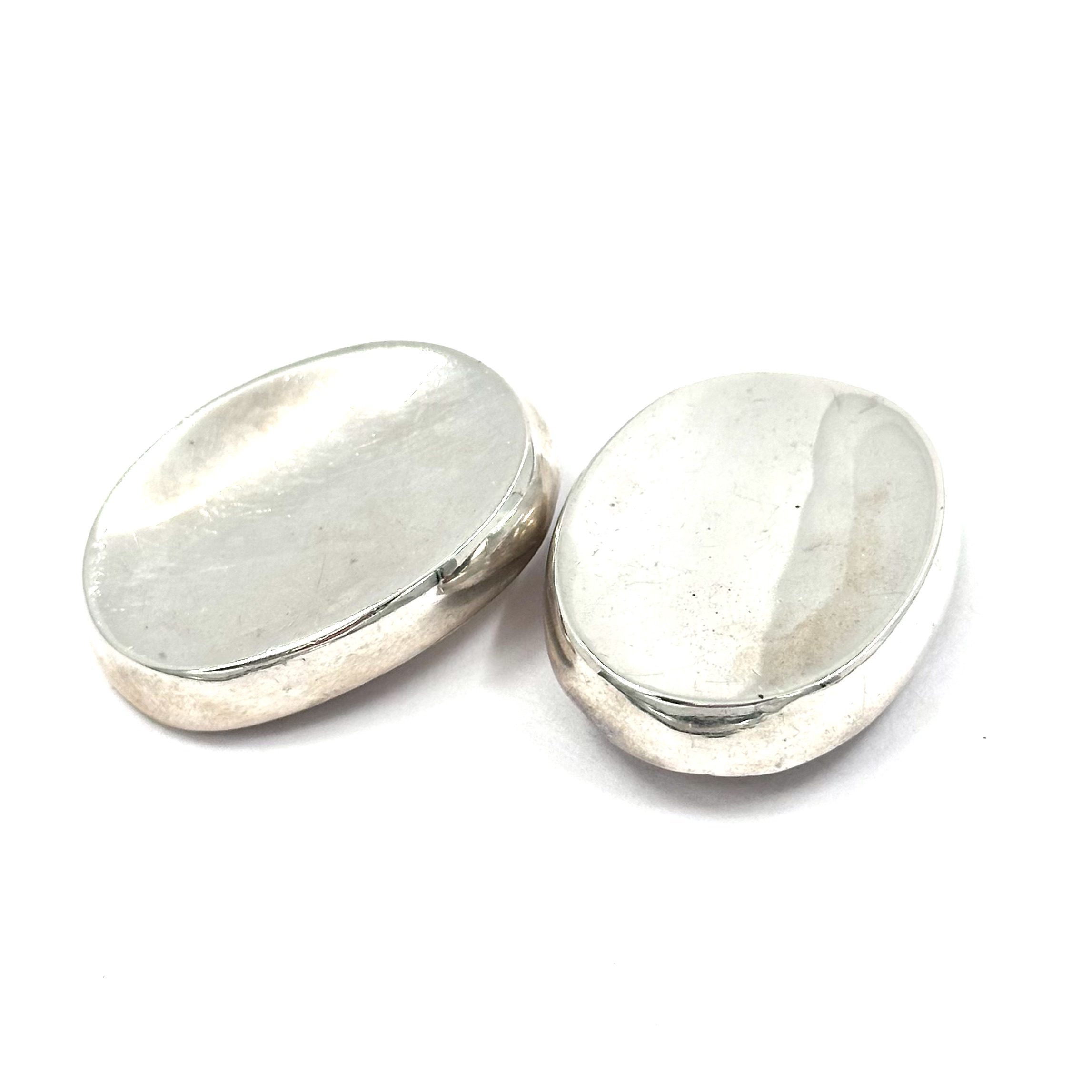 Robert Lee Morris Silver Concave Thick Oval Earrings