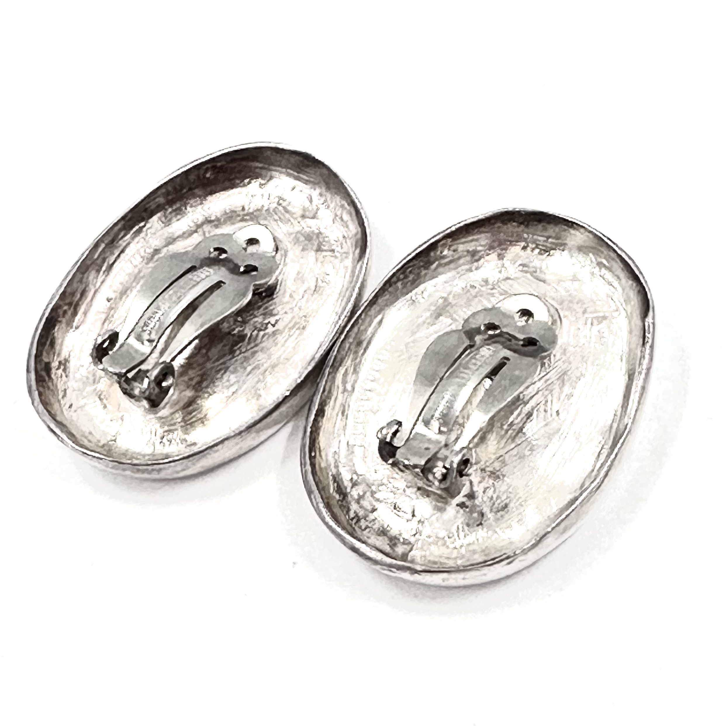 Robert Lee Morris Silver Concave Thick Oval Earrings - Image 3