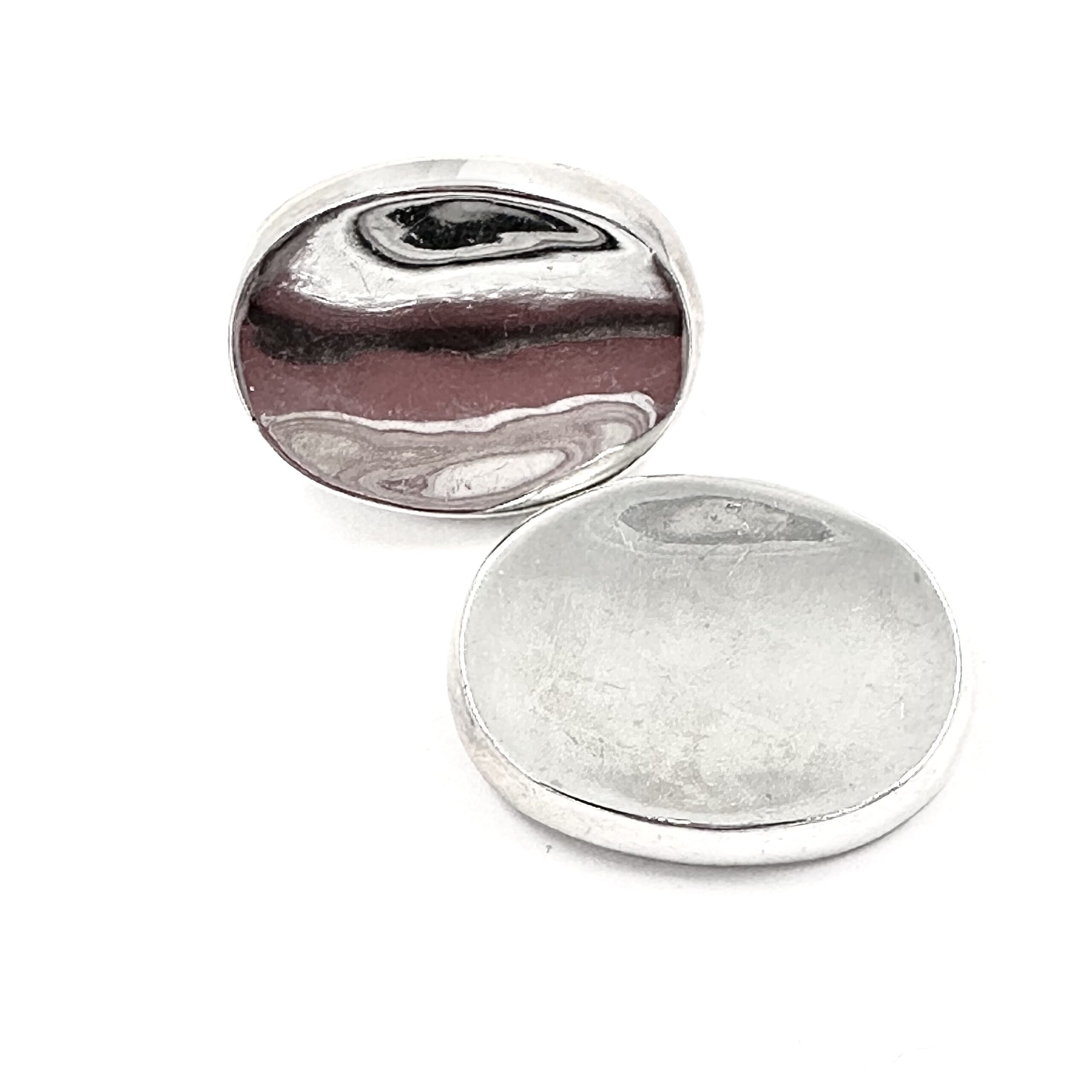 Robert Lee Morris Silver Concave Thick Oval Earrings - Image 4