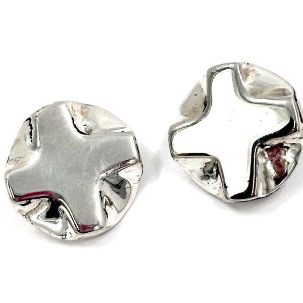 Robert Lee Morris Raised Silver Cross Disc Earrings