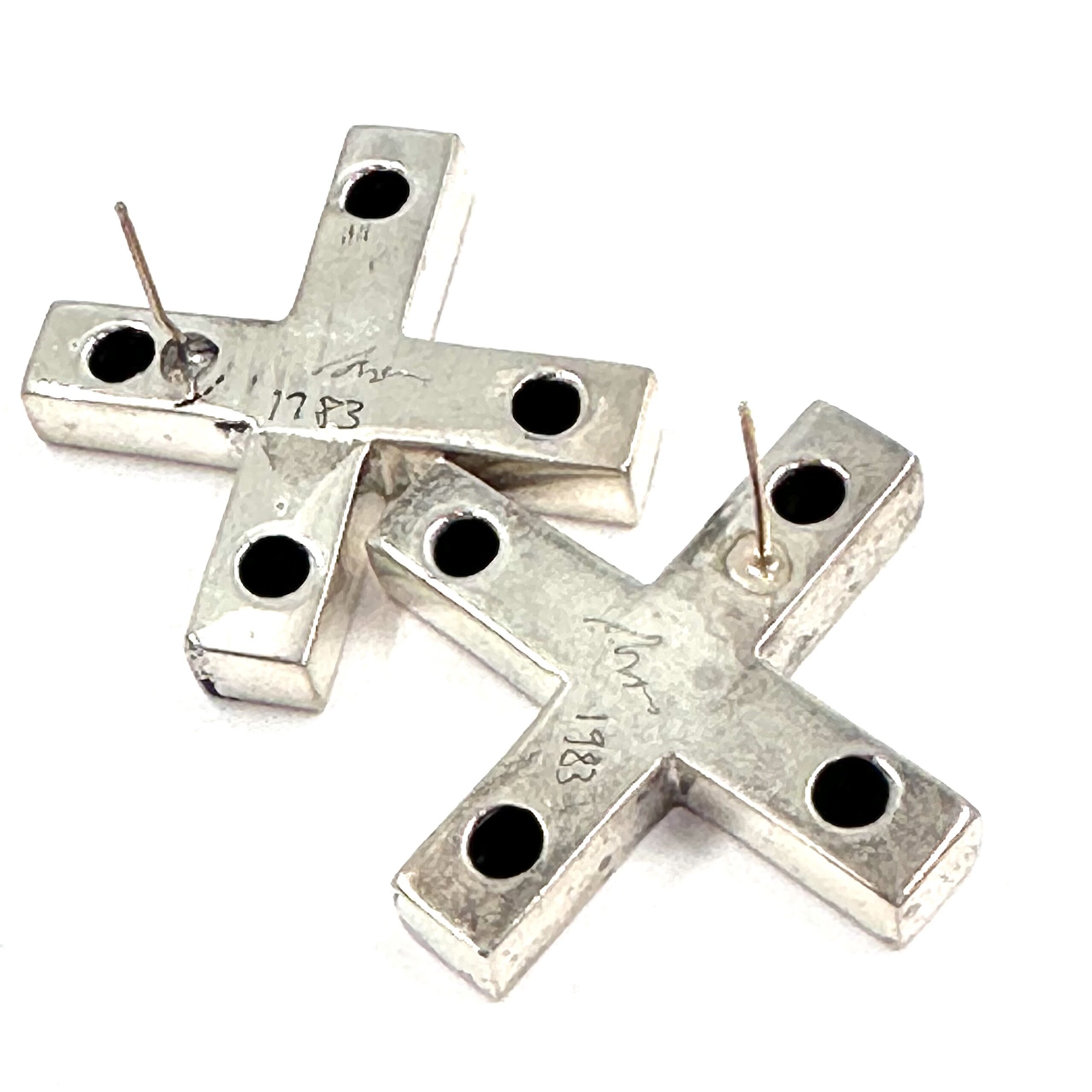 Robert Lee Morris large Silver Cross Earrings - Image 2