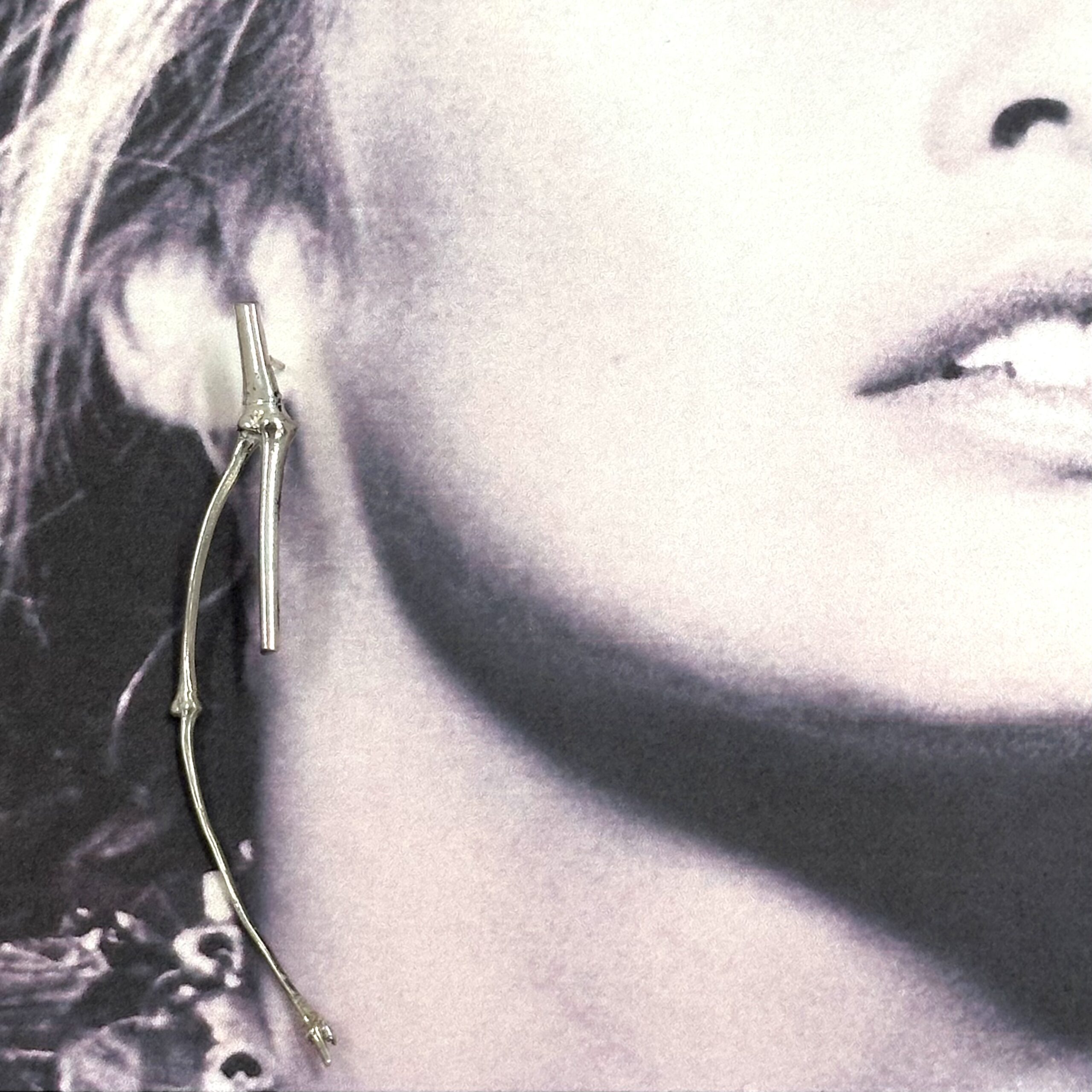 Robert Lee Morris Silver Thin Bamboo Earrings - Image 3