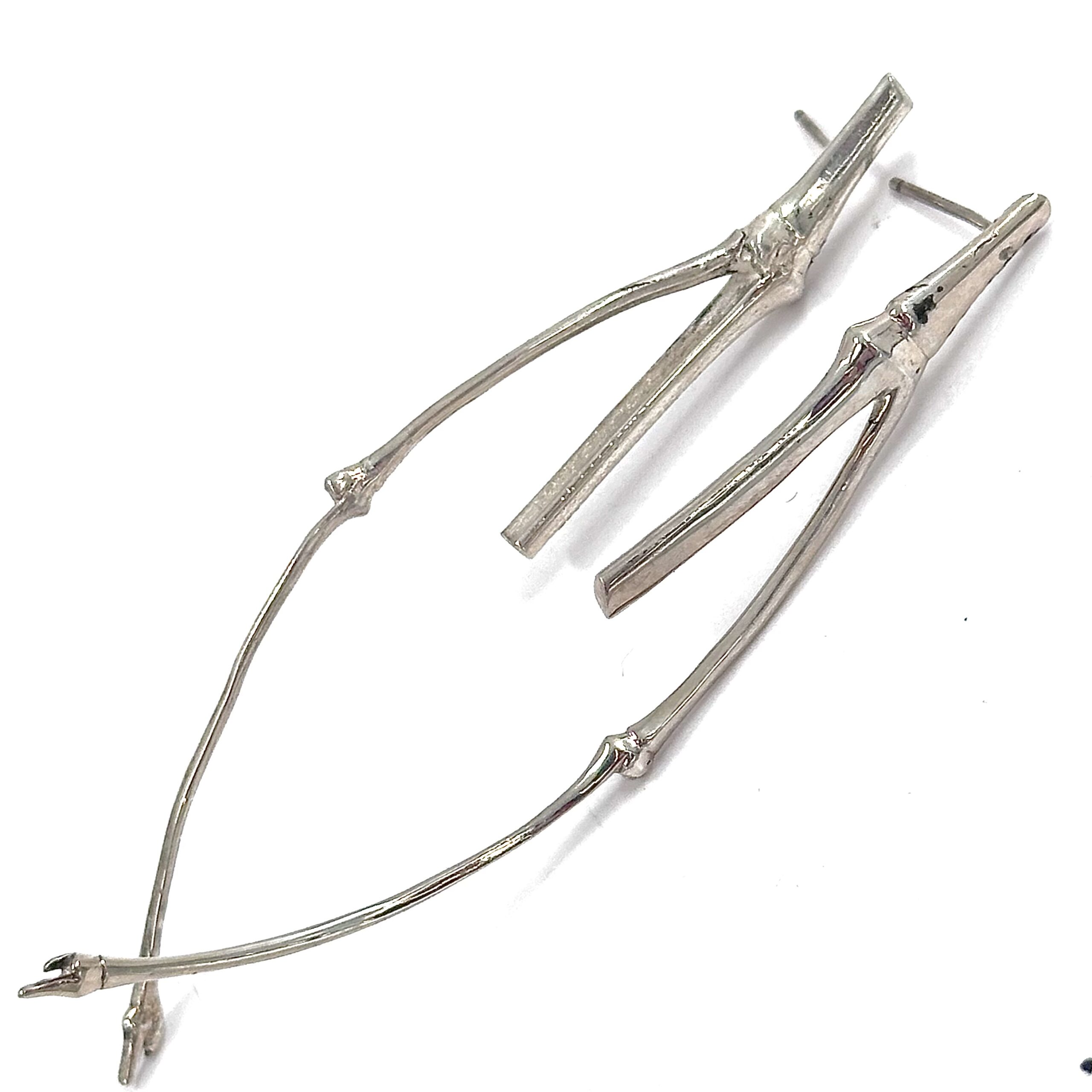 Robert Lee Morris Silver Thin Bamboo Earrings - Image 2